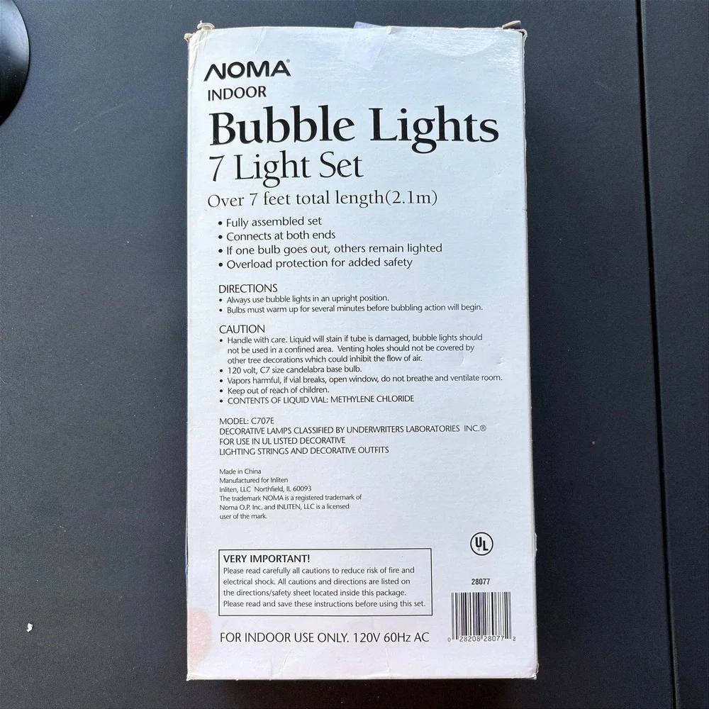 NOMA Indoor Bubble Lights 7 Light Set  Vintage Style Christmas Decor PARTS ONLY